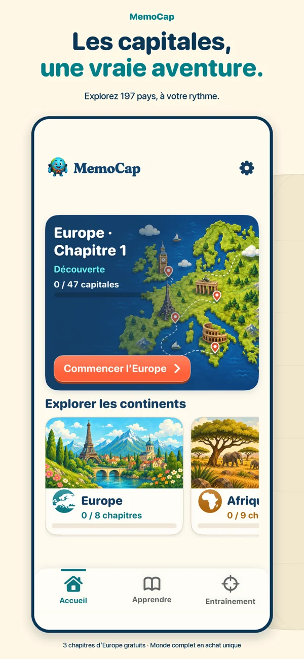 Capture réelle de MemoCap : le parcours des cinq continents